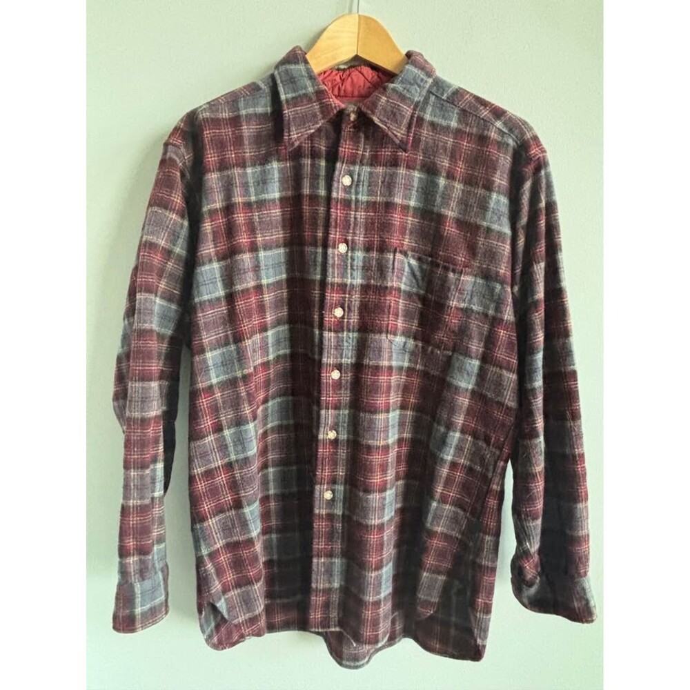 Vintage 70s 80s Pendleton Wool Plaid Board Shirt XL USA Made Quilt Yoke